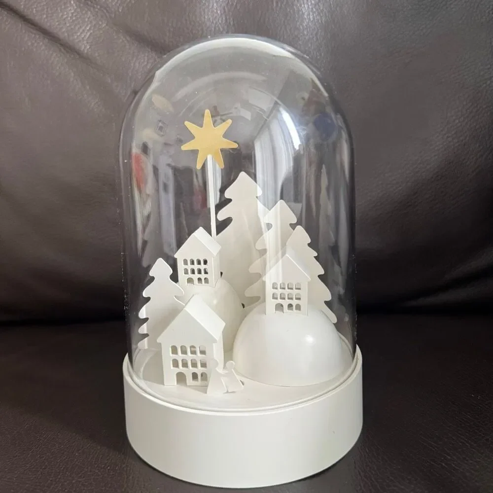 IKEA Strala White LED Snow Globe Dome Village